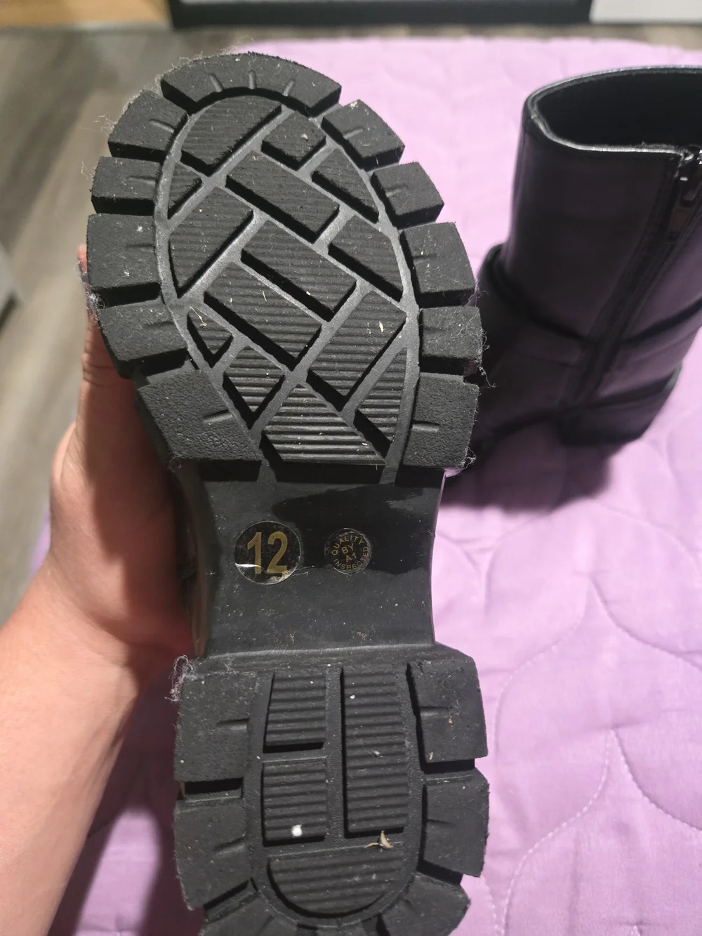 Black Kids's Chunky Heel Motorcycle Boots
